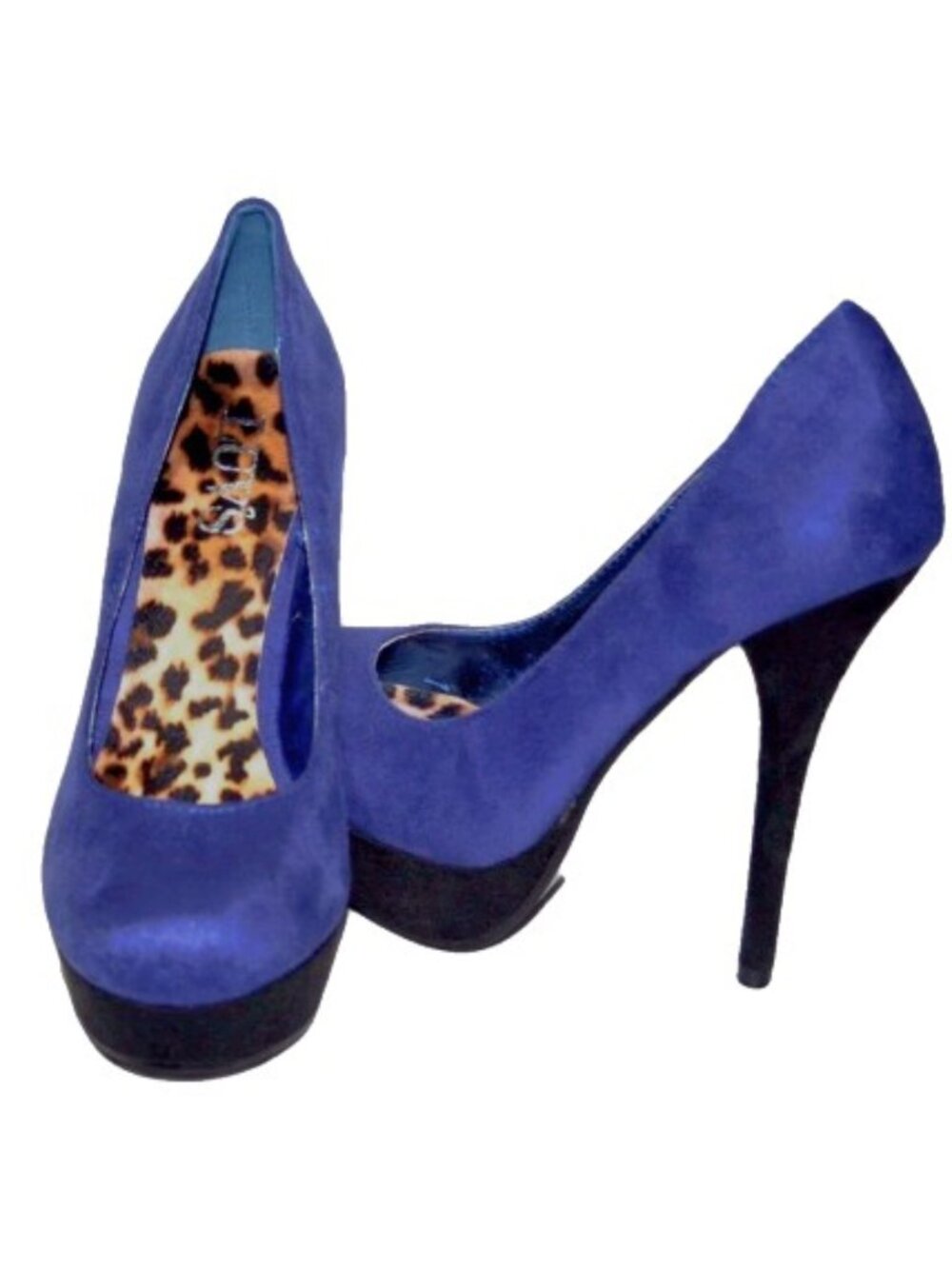 Women's Fashion Faux Suede High Heel Shoes Blue Size 8